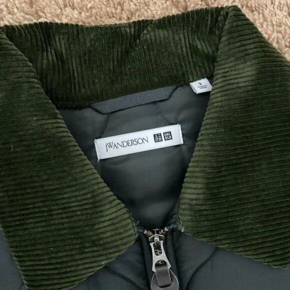 JW Anderson x Uniqlo Corduroy Blouson Barn Quilted Forest Green Jacket Sz S - Picture 2 of 4